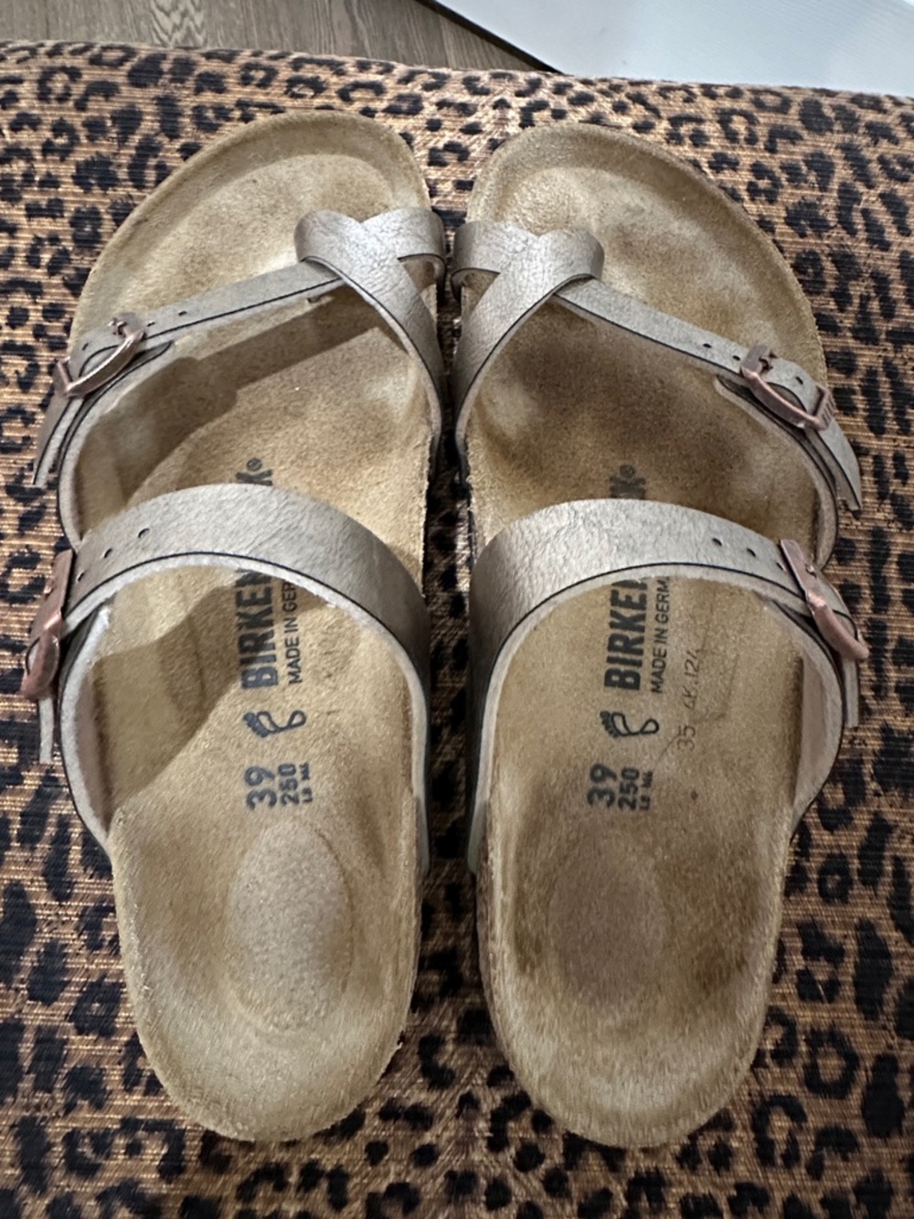 Birkenstock Women’s Metallic Rose Gold Two-Strap Sandals - Picture 2 of 3
